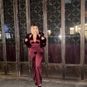 Oh Polly burgundy jumpsuit